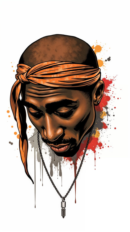 Tupac-Inspired Digital Portrait: Urban Bandana Artwork